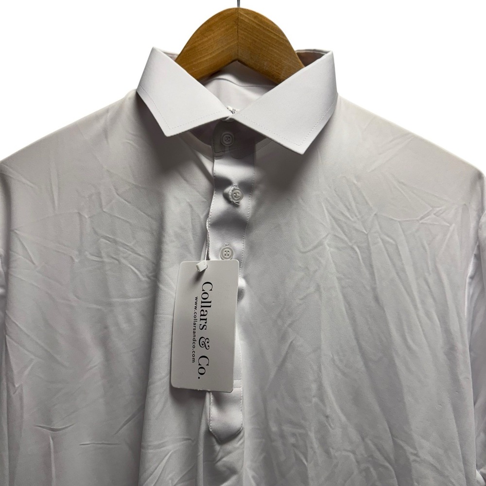 Collars & Co. NEW Mens Size M Relaxed Dress Collar White Featherweight Golf Polo